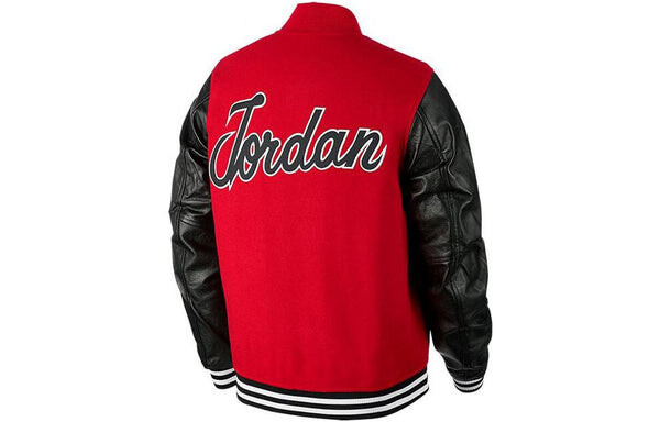 Куртка Men's Air Jordan Splicing Design Six Crowns Printing Baseball Jacket Red, красный — фото 2