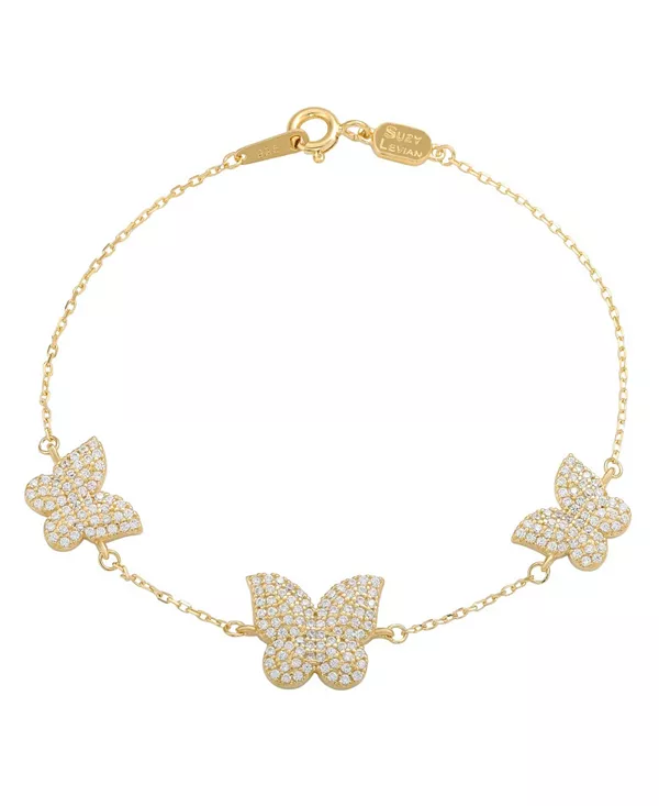 

Браслет Suzy Levian из стерлингового серебра с кубическим цирконием и подвеской в виде бабочки Suzy Levian New York, gold