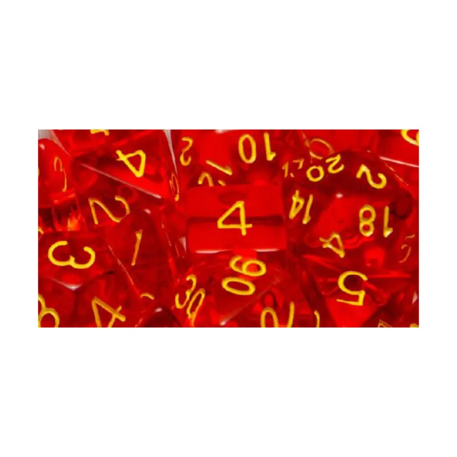 

Многогранные игральные кости — полупрозрачный красный с золотом (15), Game Dice - Translucent (Role 4 Initiative)