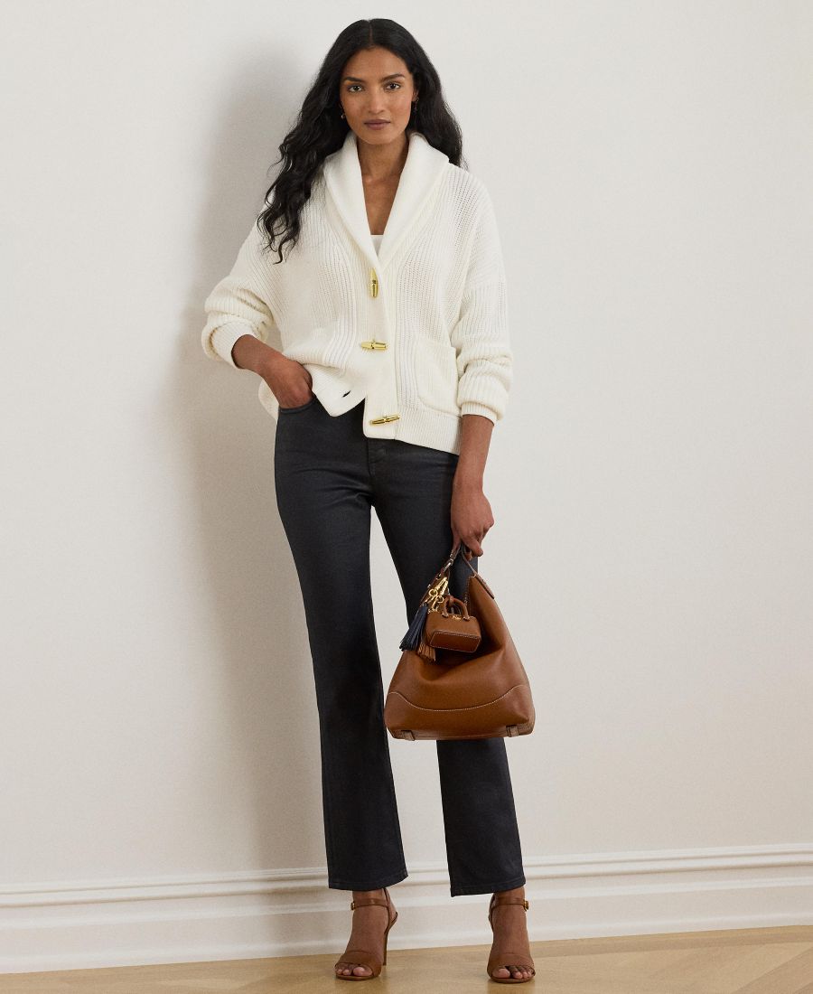 

Женские джинсы прямого кроя с высокой посадкой и покрытием Lauren Ralph Lauren, Navy Coated