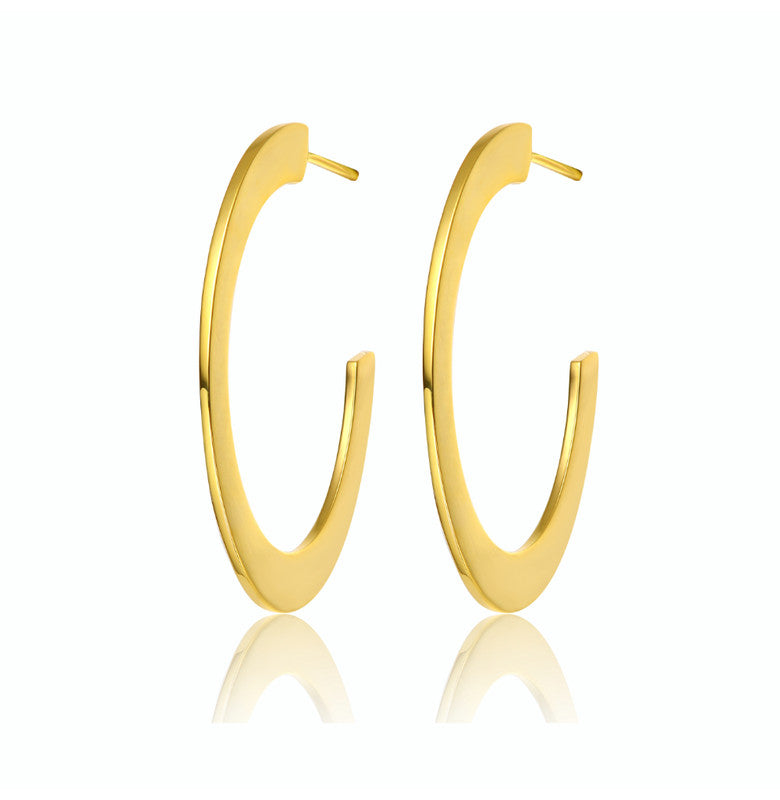 

Большие открытые серьги-кольца с покрытием из 14-каратного золота Rachel Glauber, золотой