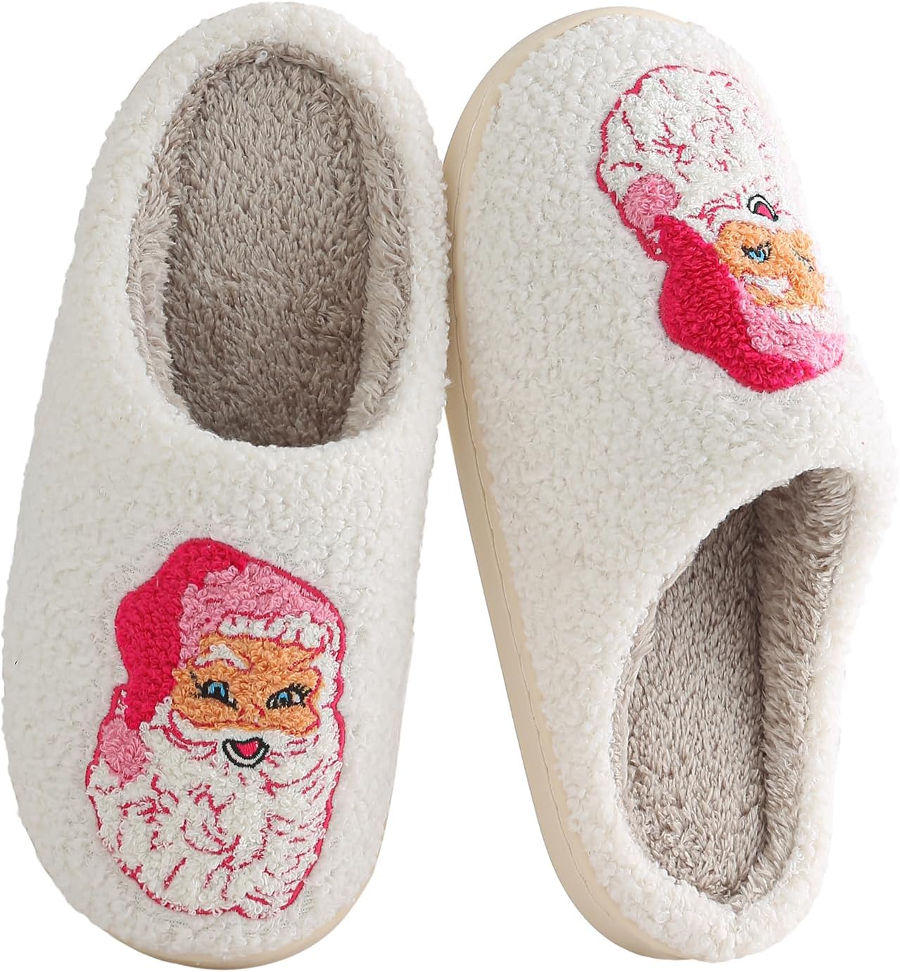 

Рождественские тапочки Aquavel Thora для женщин и мужчин, домашние теплые плюшевые праздничные тапочки с Санта-Клаусом и печеньем, меховые уютные тапочки, розовый