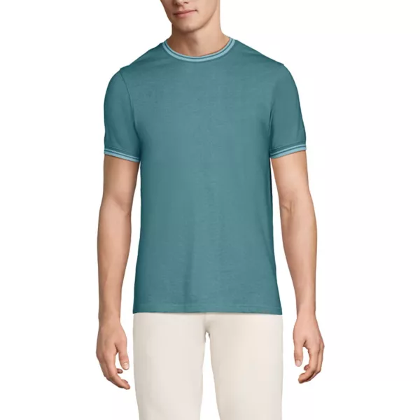 

Мужская футболка с коротким рукавом из мягкого пике Lands' End, цвет rain storm blue aqua