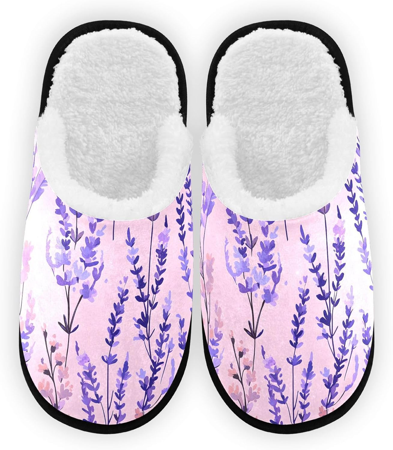 

Плюшевые тапочки FENOCHE для женщин и мужчин, теплые и удобные, для путешествий и спа, домашние тапочки с противоскользящей подошвой, Lavender Flower