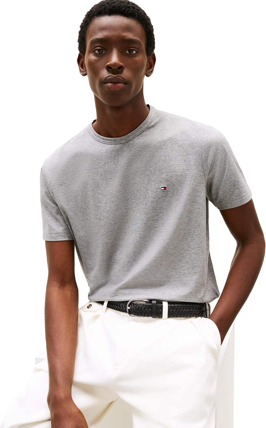 Мужские футболки Tommy Hilfiger Dry Fit с коротким рукавом и влагоотводящими свойствами, Medium Grey Heather — фото 2