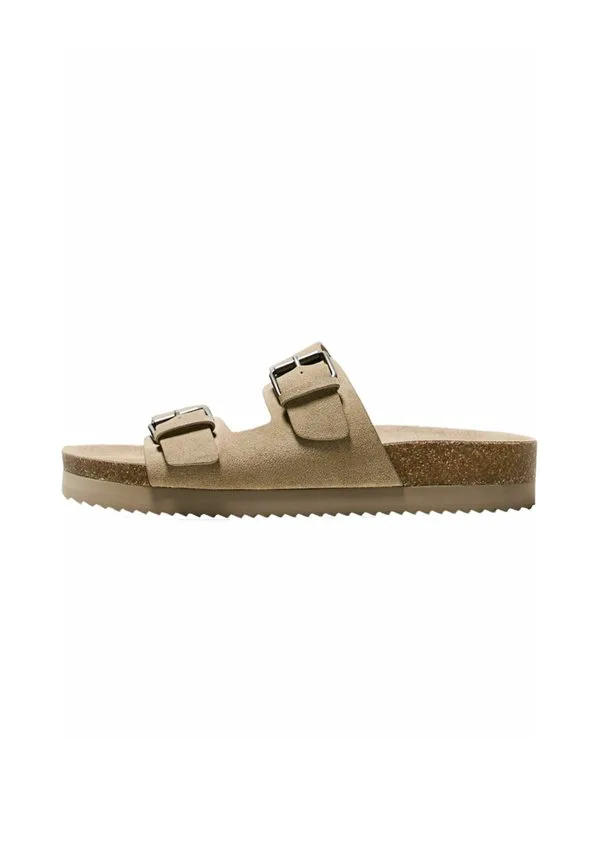Мюли с пряжками и плоскими скользящими ремнями Bershka, Beige — фото 2