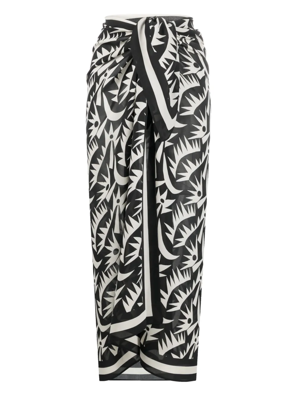 

Шелковый саронг с графичным принтом Matteau, черный