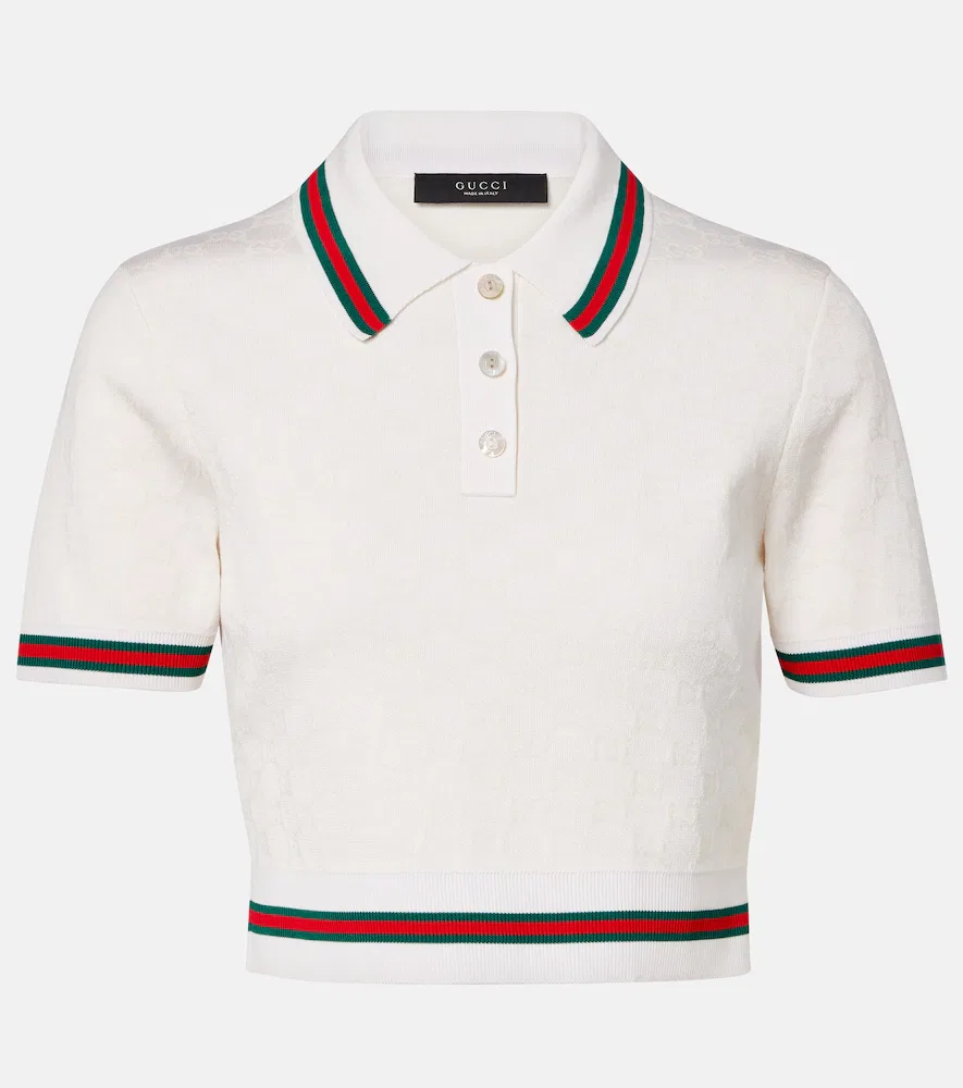 Рубашка-поло Gucci Жаккардовая, С логотипом GG, Белый