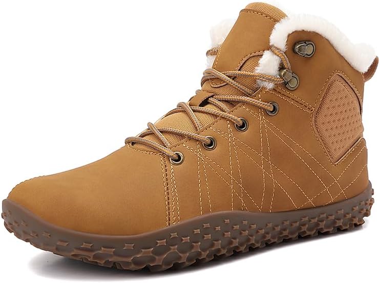 

Зимние водонепроницаемые ботинки Ihinzry для мужчин и женщин с меховой подкладкой, теплые, для походов, с нескользящей подошвой и широкой носочной частью для катания на снегу, бега и прогулок, хаки