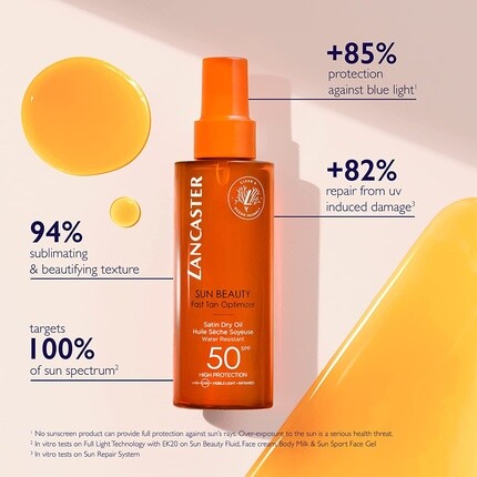 Sun Beauty Оптимизатор быстрого загара Satin Dry Oil Spf30 150 мл, Lancaster — фото 2