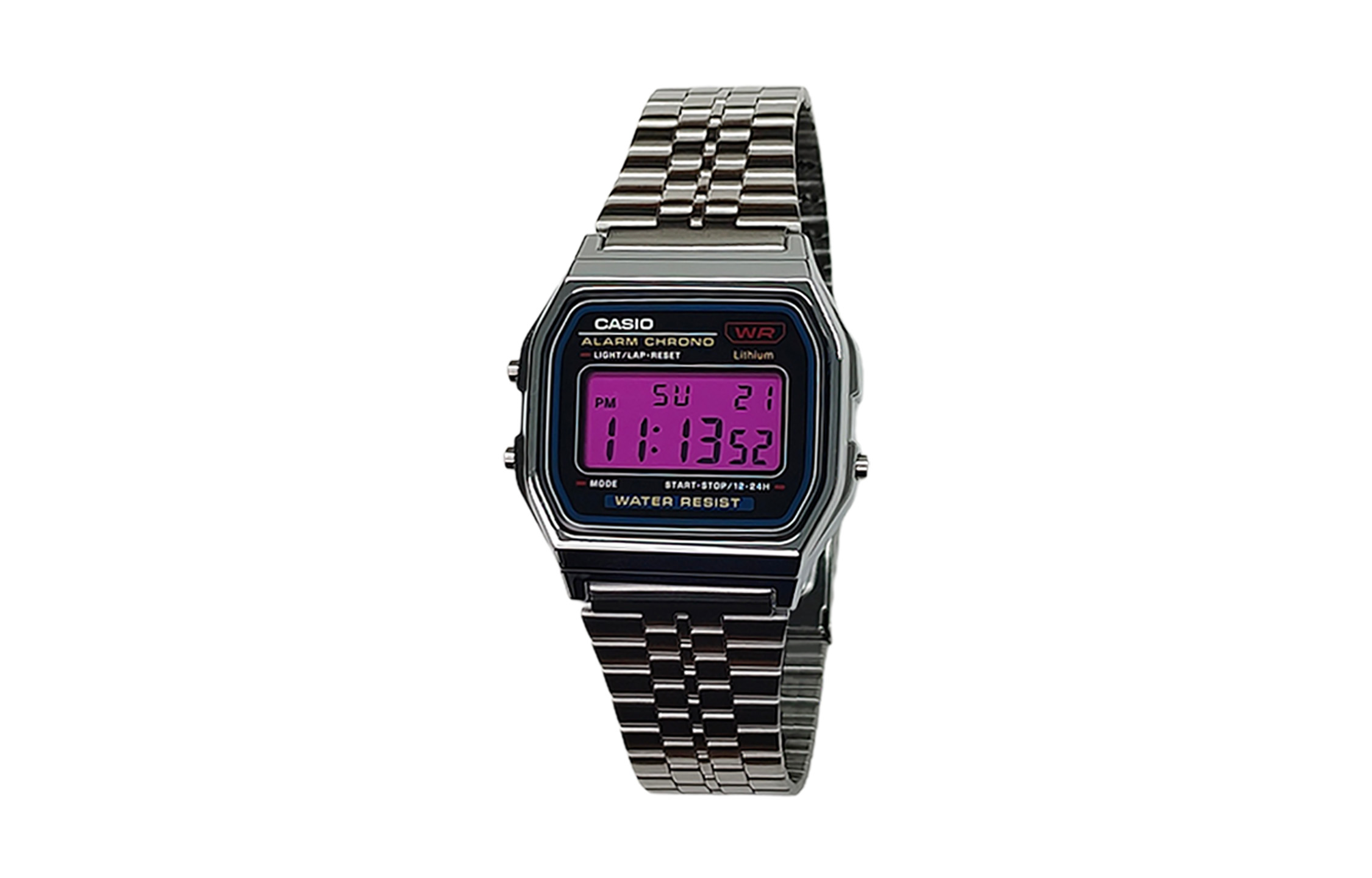 

CASIO Часы Retrofit Series Quartz Movement Stainless Steel Strap Watch Men's Watch Black Dial, Black Dial with Purple Watch Glass