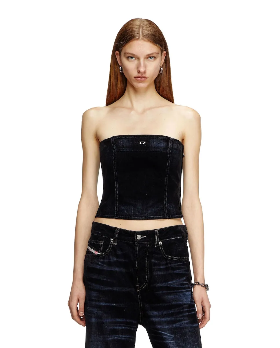 

Женский джинсовый топ без бретелек Diesel, темно-синий