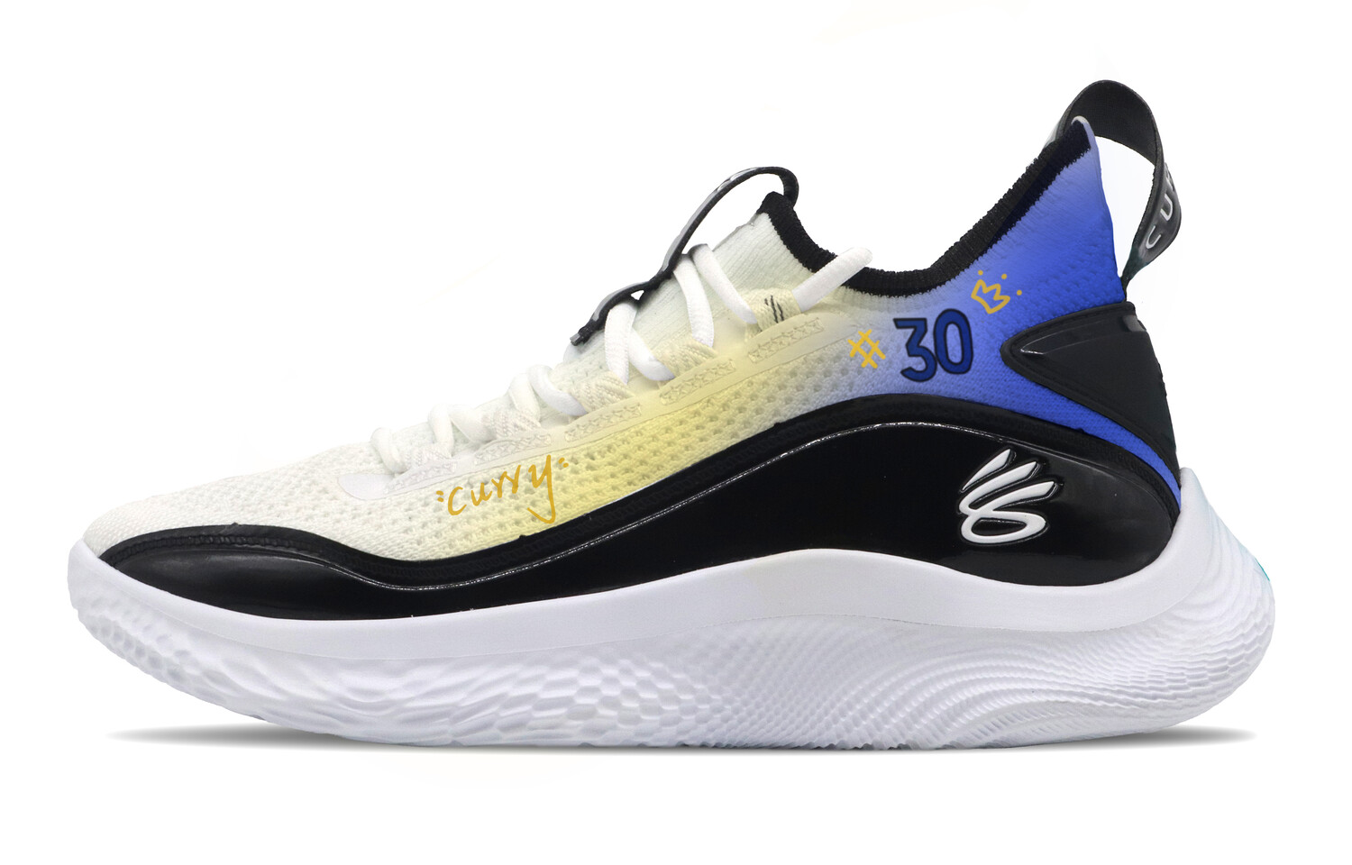 

Баскетбольные кроссовки Curry 8 унисекс среднего размера желто-синие Under Armour