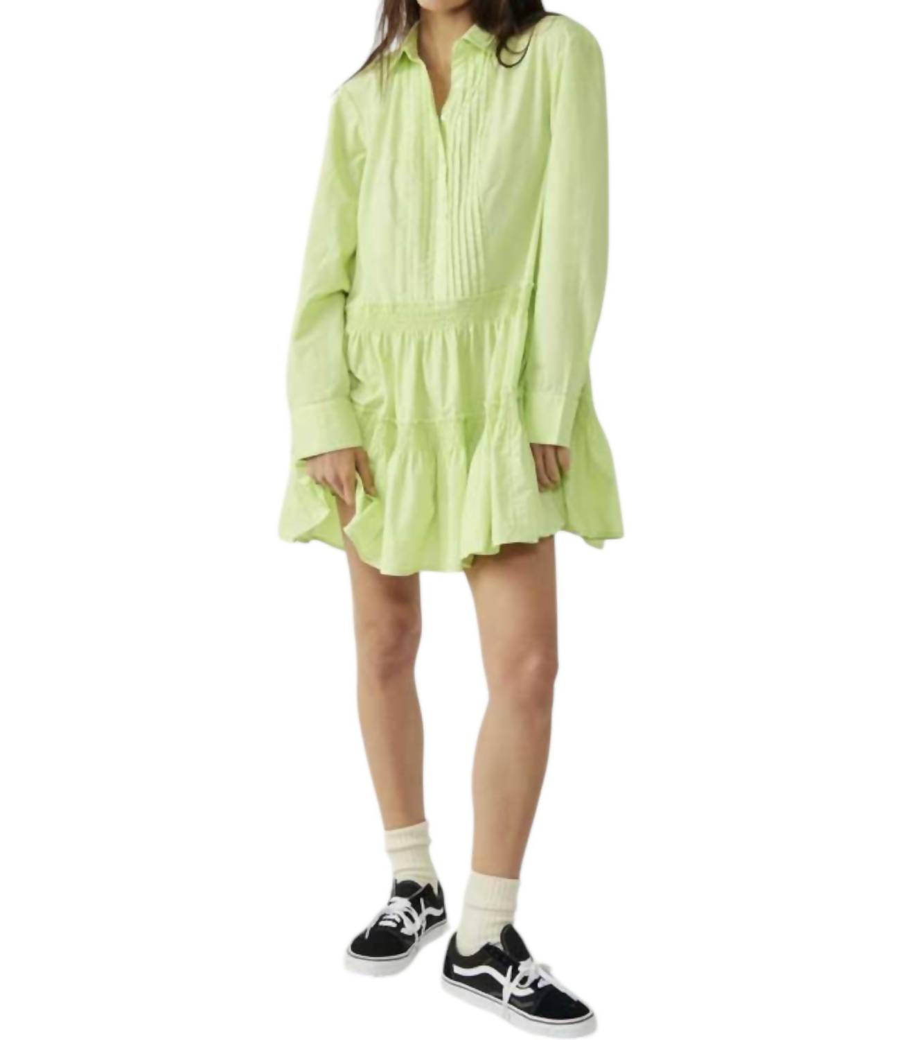 

Платье мини Billie в цвете лаймового сияния Free People, цвет lime glow