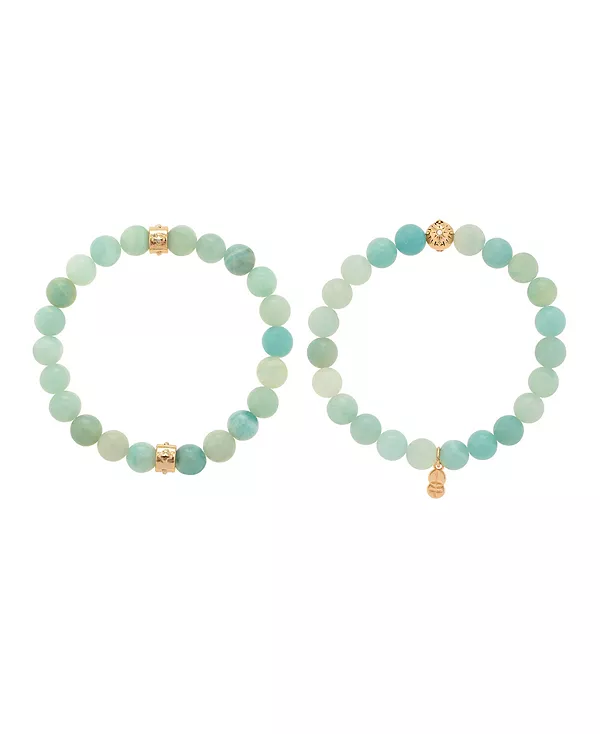

Комплект из 2 браслетов с мотивом из каменных бусин Charged, amazonite