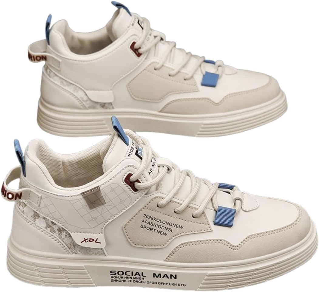 

Мужские высокие кеды однотонного цвета, дышащие, модные повседневные туфли, спортивные теннисные кроссовки для тренировок и зала Lexamen, бежевый