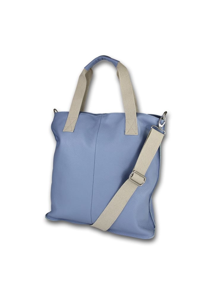 

Кожаная сумка через плечо, сумка-шоппер Toscanto, светло-голубая, примерно 44 см