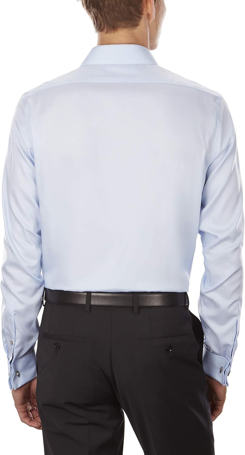 Мужская рубашка Calvin Klein Slim Fit Non Iron Solid French Cuff с манжетами - эксклюзивно на Amazon, Blue — фото 2