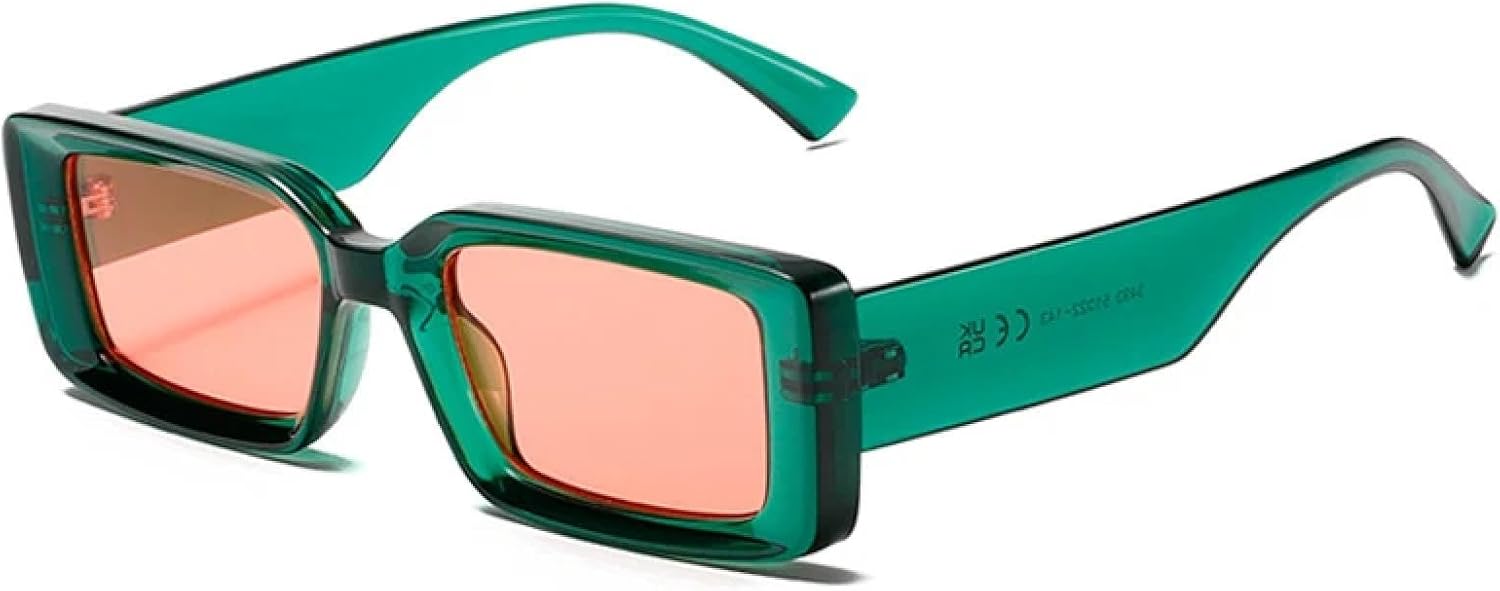 

Модные маленькие прямоугольные солнцезащитные очки-гелевые очки для женщин в стиле ретро с защитой от УФ-излучения для мужчин. Трендовые солнцезащитные очки TVTBBVV, Green Red