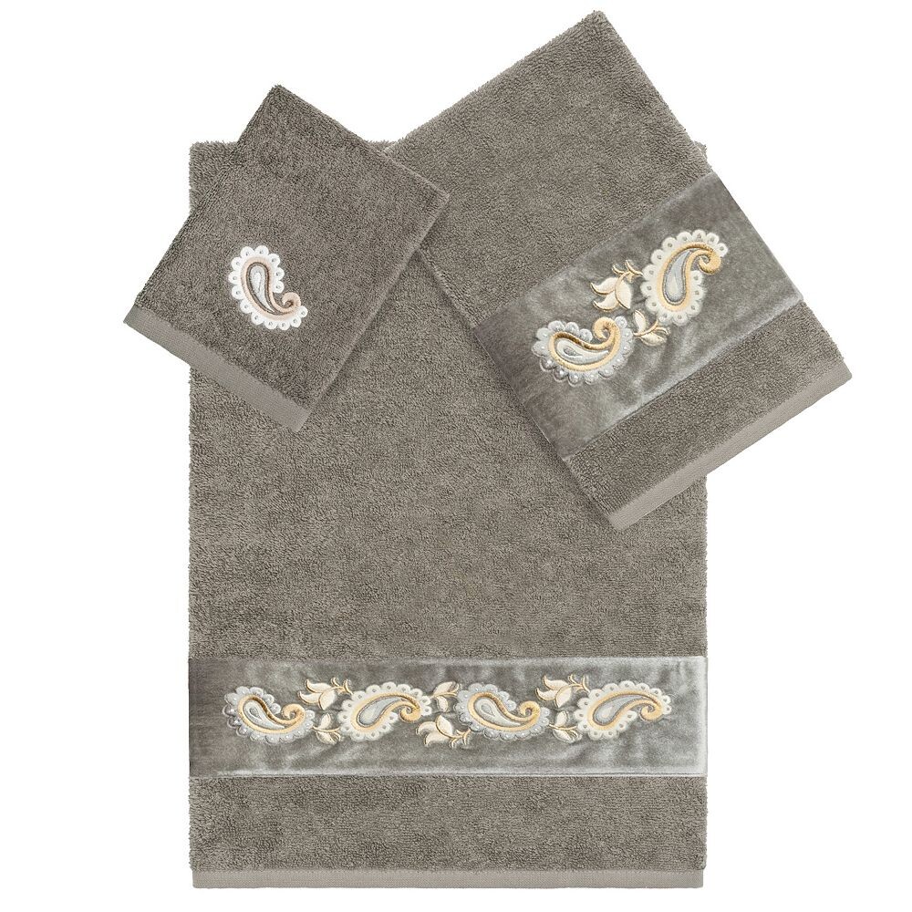 

Linum Home Textiles Турецкий хлопок Mackenzie Набор украшенных полотенец из 3 предметов, цвет Dark Gray