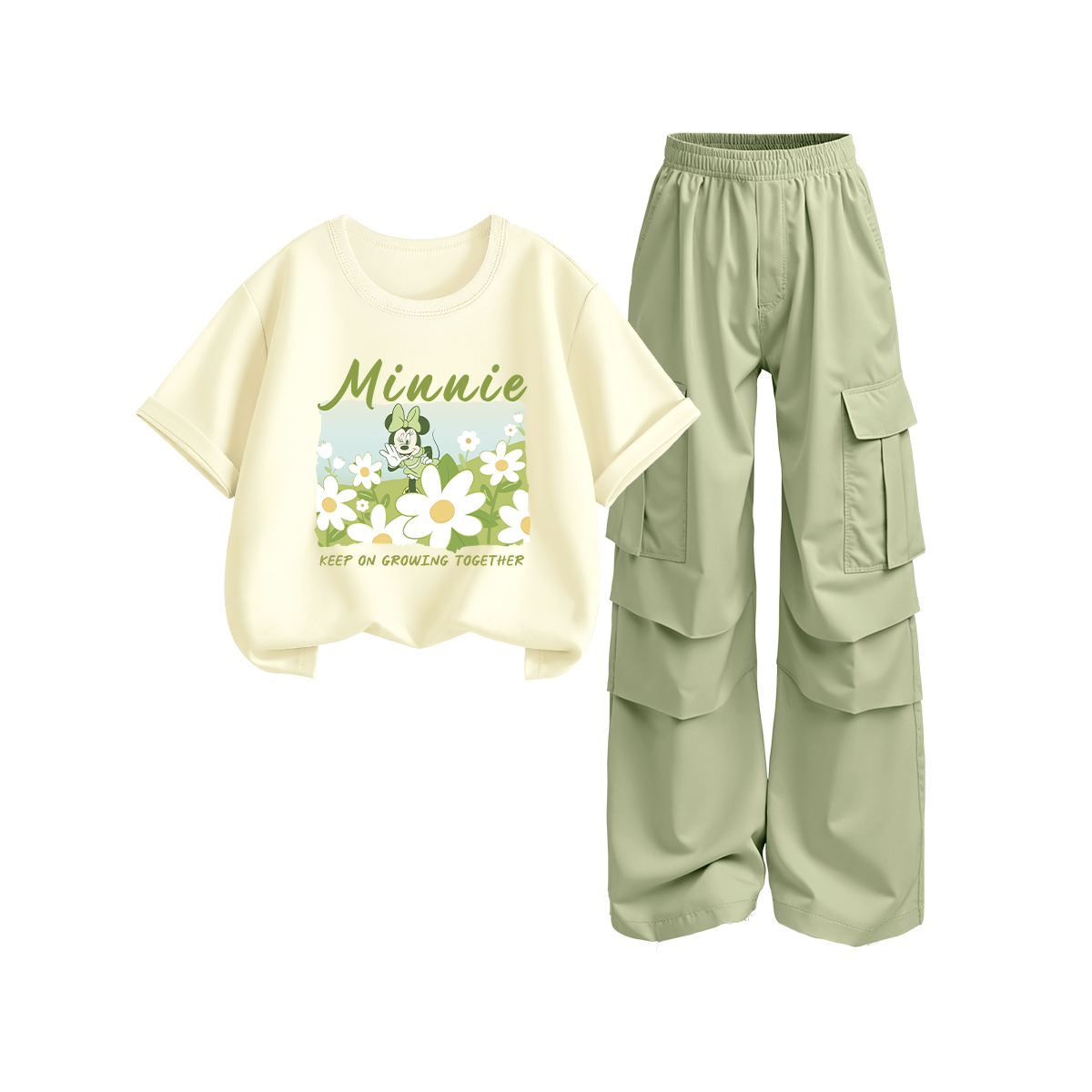 

Детская повседневная спортивная одежда Disney, слоновая кость/зеленый