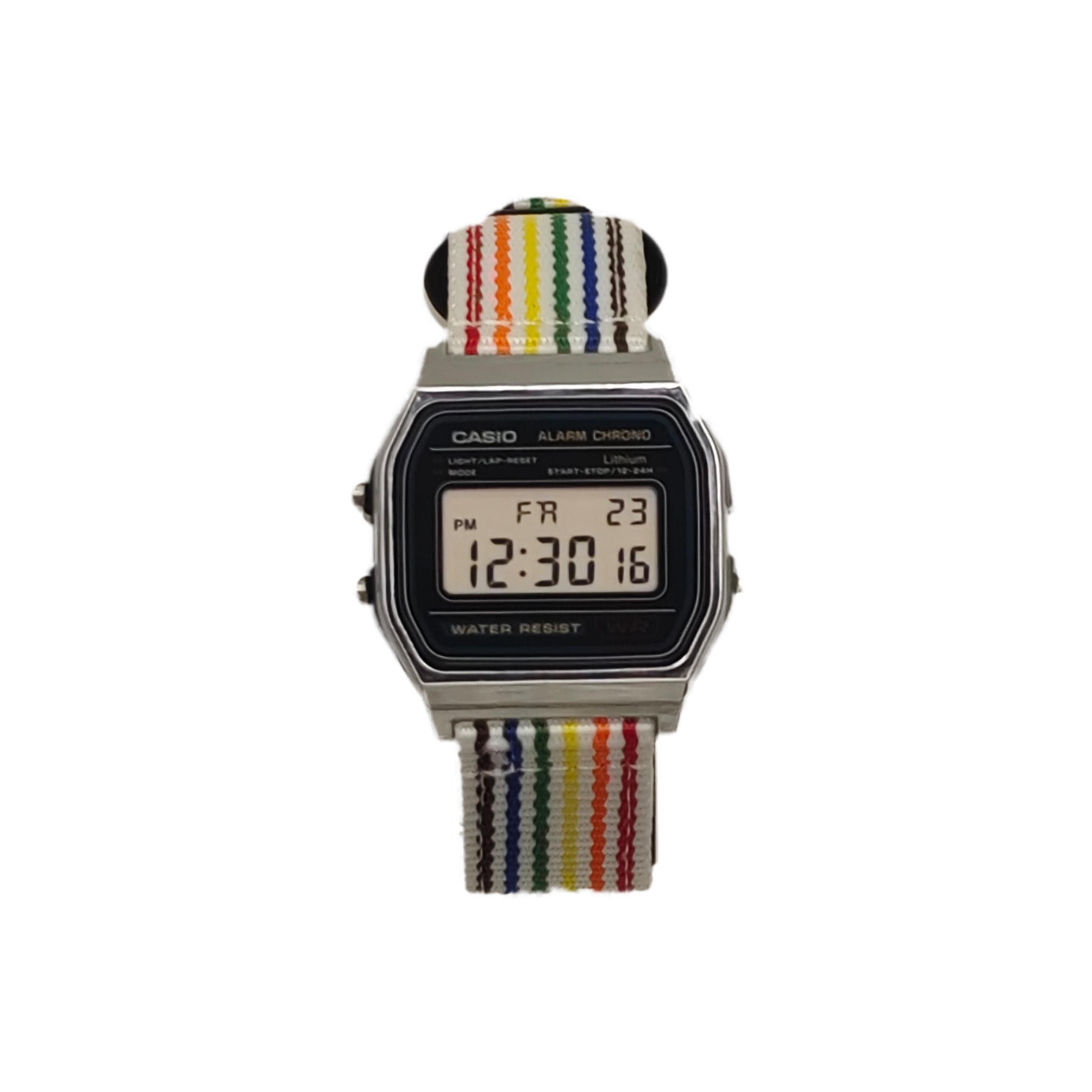 

CASIO Часы Unisex YOUTH Black Watch, Silver Block Nylon Rainbow
