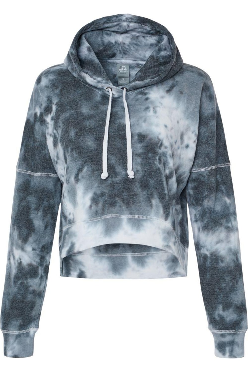 

Женская укороченная толстовка с капюшоном J. America, цвет black tie dye