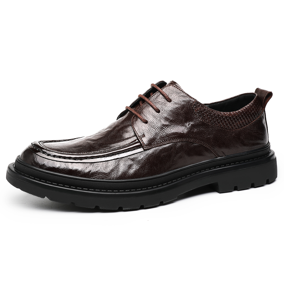 

Повседневные кожаные туфли мужские низкие черные CHINT, темно-коричневый