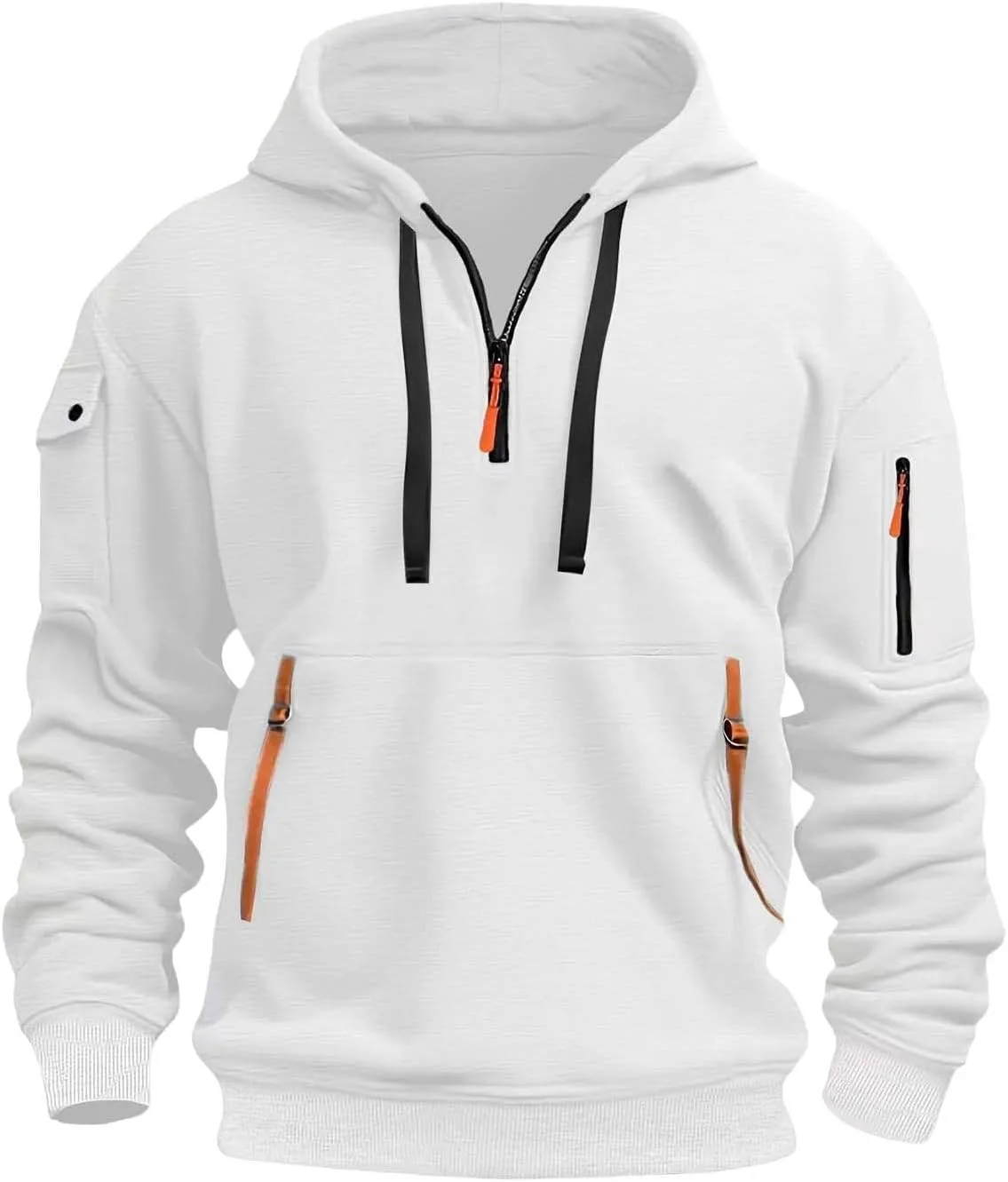 

Толстовка с капюшоном Quarter Zip Up для мужчин, Vintage, с карманами