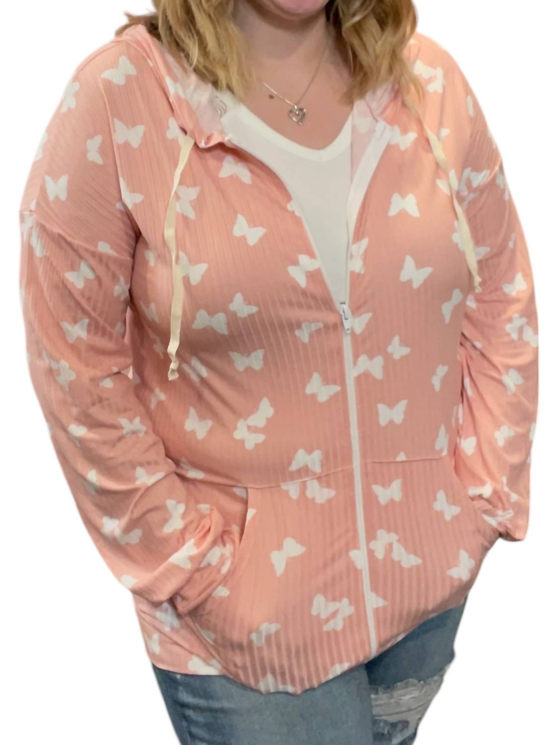 

Толстовка Butterfly Spring с карманами в цвете Blush Blumin, красный