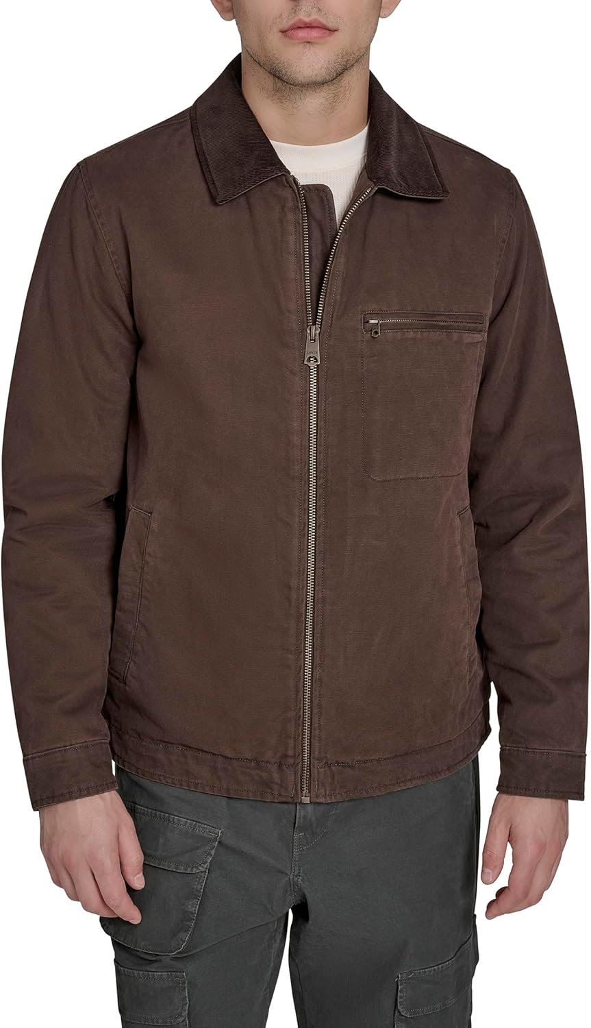 

Мужская хлопковая куртка Levi's Depot с вельветовым воротником, Chocolate Brown