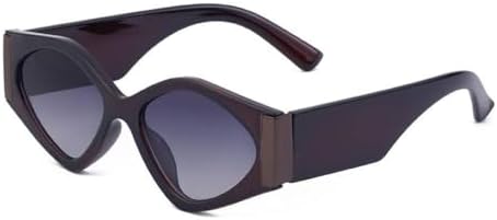 

Винтажные солнцезащитные очки «кошачий глаз» для женщин, ретро-солнцезащитные очки «кошачий глаз» для женщин, модные многоугольные очки, трендовые очки MTZJH, C3 Brown Double Gray