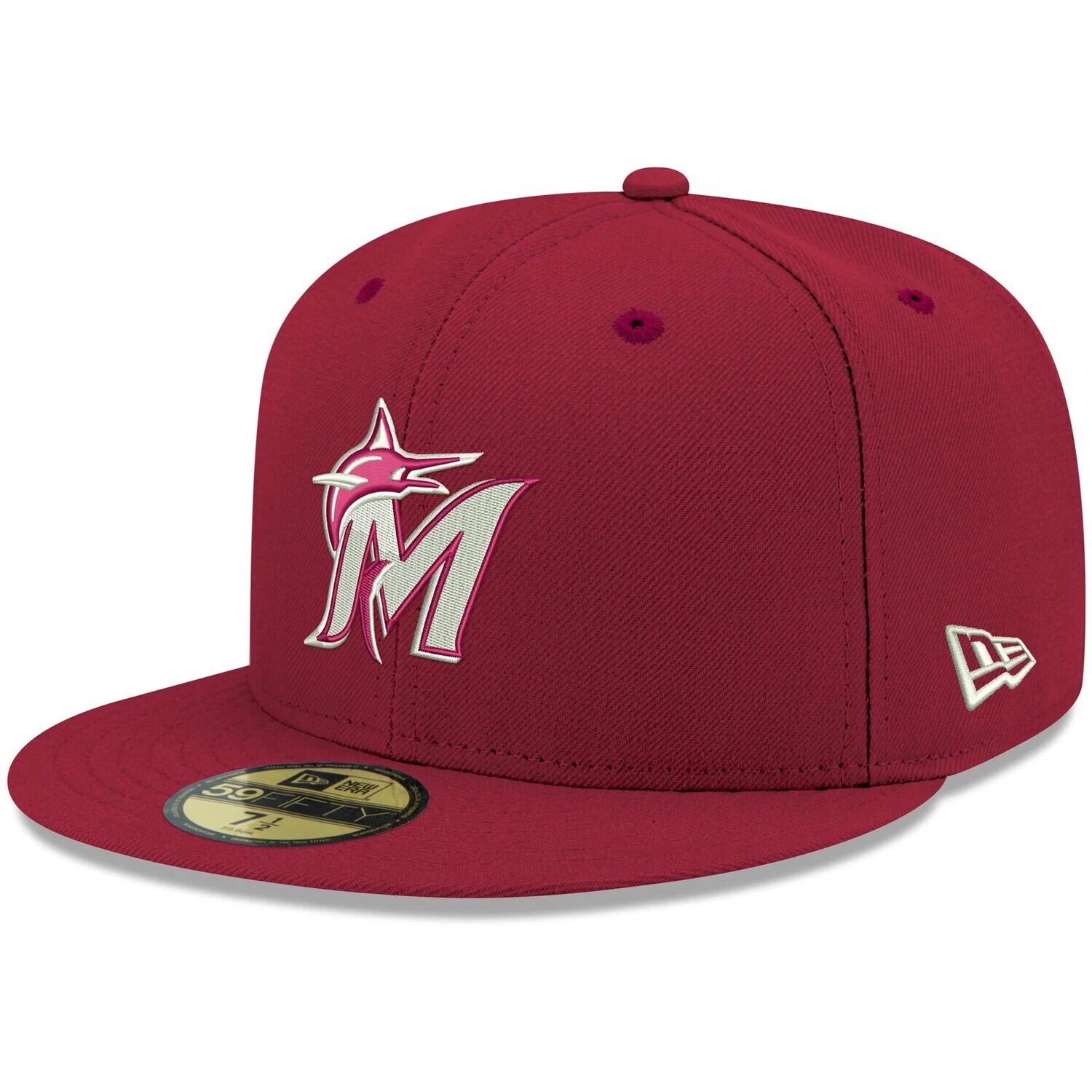

Мужская приталенная шляпа с логотипом New Era Cardinal Miami Marlins 59FIFTY