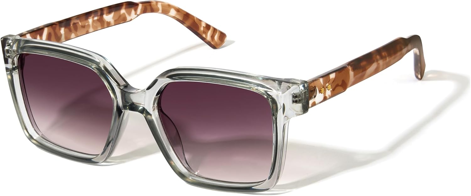 

Солнцезащитные очки Cyxus Square Fashion для женщин и мужчин, крупная массивная оправа, стиль уличной моды Y2K, для повседневной носки и активного отдыха, модель 1356, 05-clear Grey/ Purple-1356