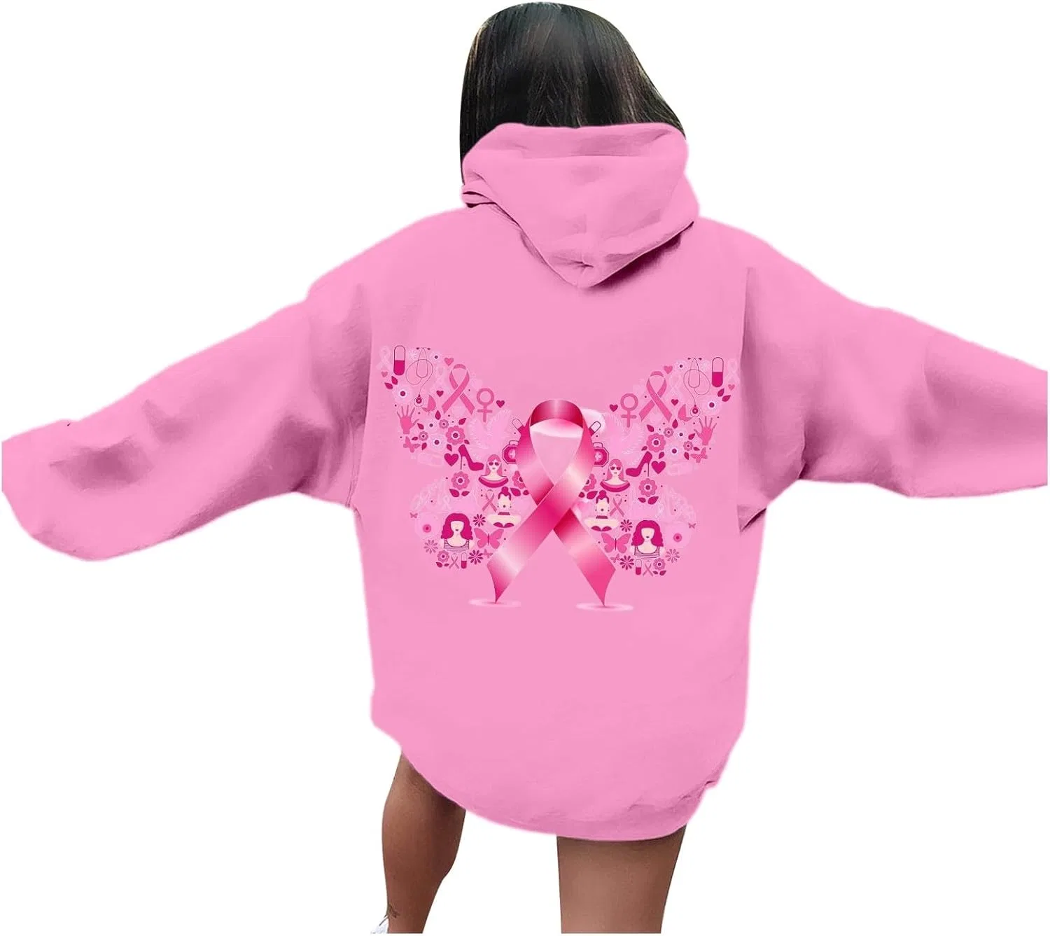 Толстовка с капюшоном женская Rainbow Graphic Zip Up Hoodies Pink, Pink — фото 2
