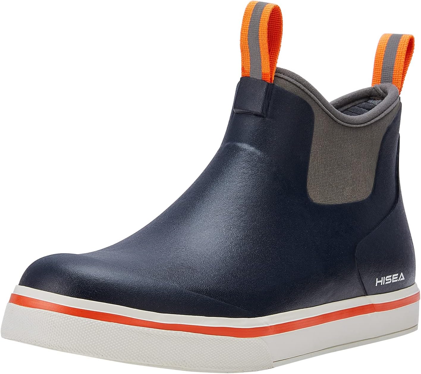 

Мужские дождевые ботинки HISEA для палубы, сапоги для морской рыбалки, водонепроницаемые ботинки до щиколотки с повышенным сцеплением, темно-синий