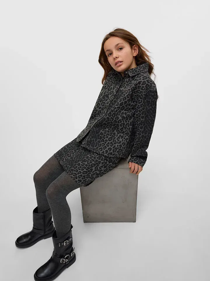 Юбка леопардового принта Vero Moda Girl, серый — фото 2