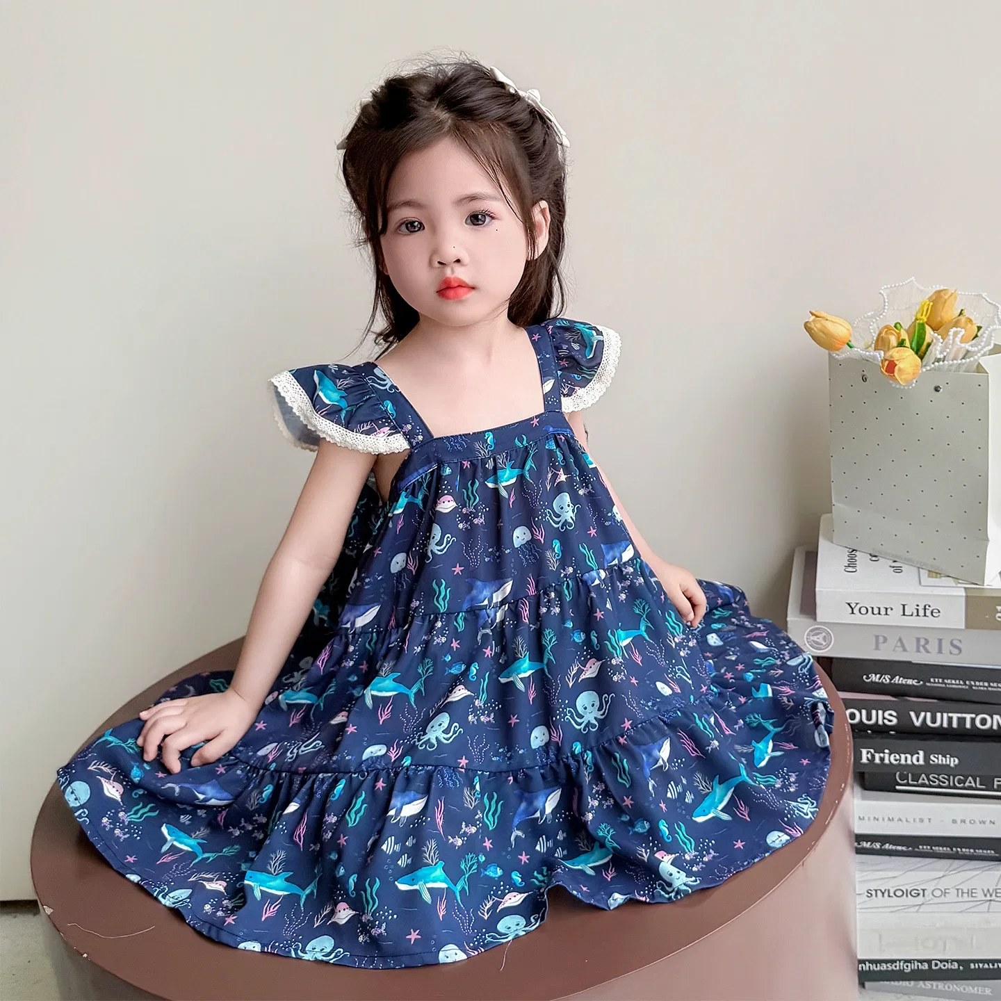 Платье с морским принтом Disney Pre School Square Collar Navy — фото 4