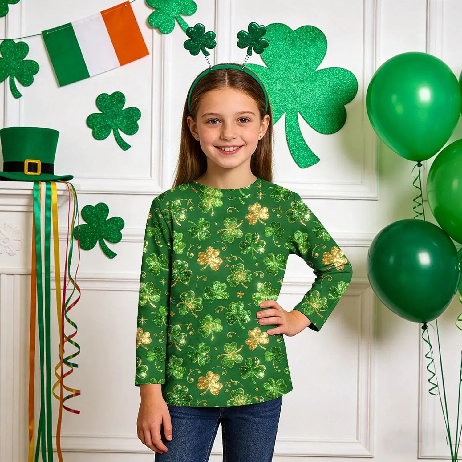 Футболка с длинным рукавом St. Patrick's Day, Zzalalana, мультиколор — фото 3