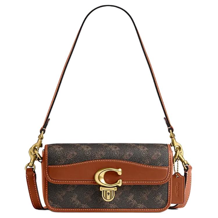 

Студийная искусственная кожа с кожаной вставкой на плече, кросс-боди, сумочка-труба, женская, черно-коричневая COACH