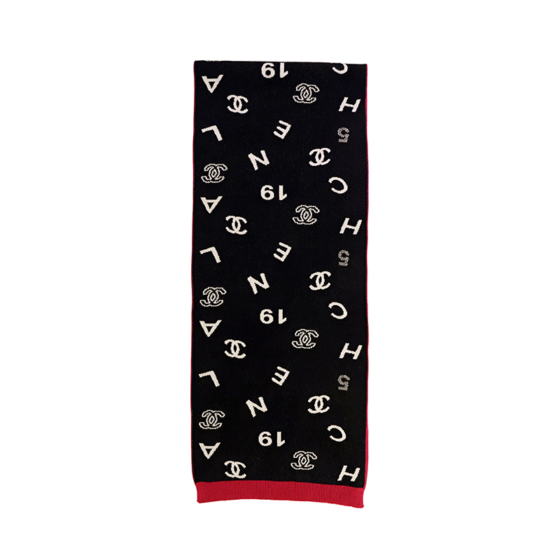 

Шарф вязаный унисекс черный CHANEL