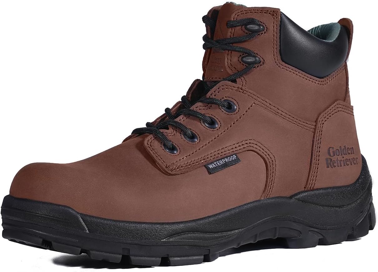 

Мужские ботинки Golden Retriever с стальным носком, 6'', водонепроницаемые, устойчивые к скольжению и маслу, с подкладкой Coolmax, удобные, соответствуют стандартам ASTM F2413-18 EH G6755-G6955, желтый/стальной