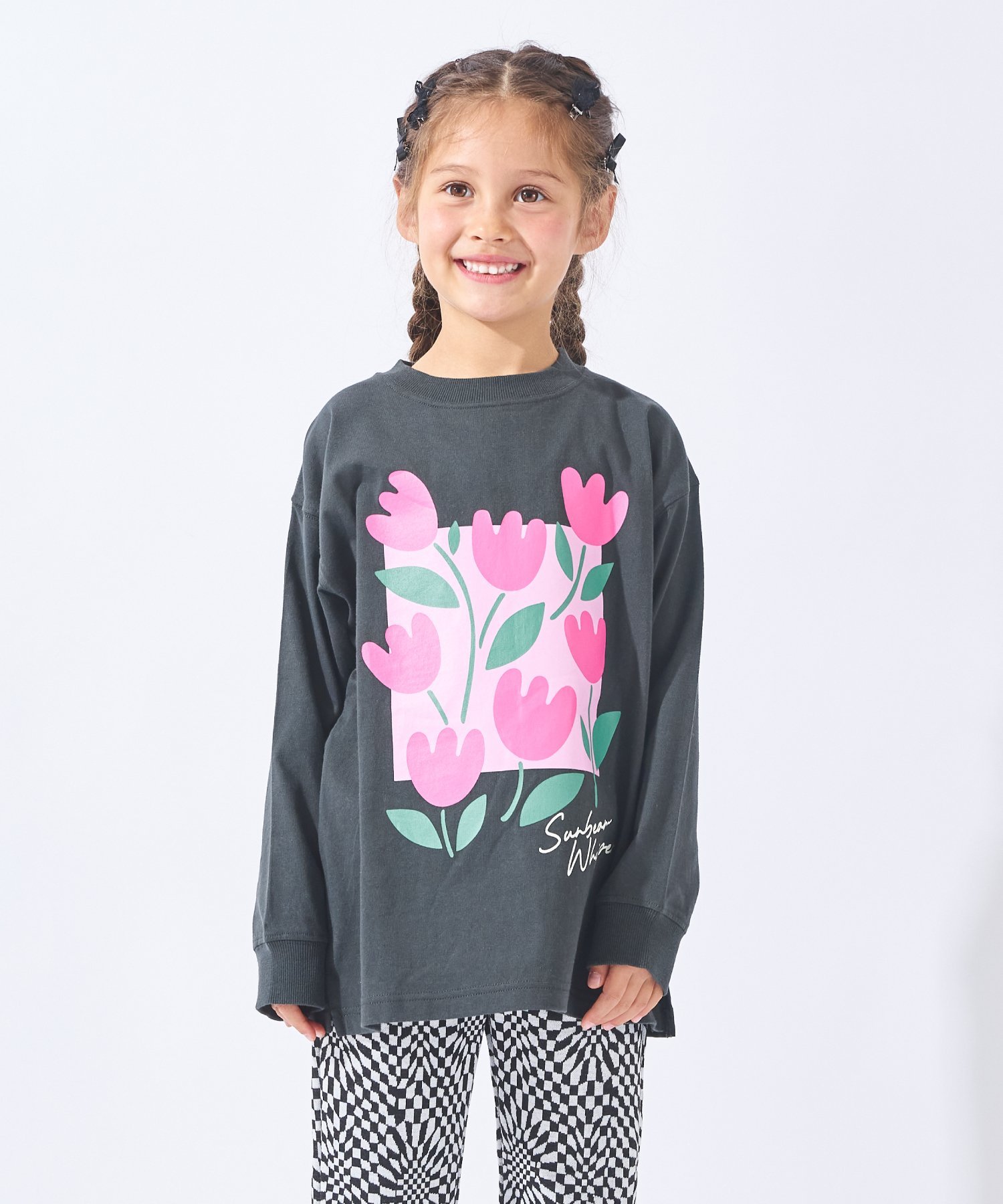 Футболка с длинными рукавами и принтом Ever Closet, Charcoal C