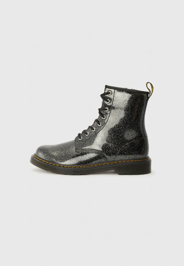Ботильоны Dr. Martens на шнуровке, кожаные, Black/Silver-Coloured/Nebula Glitter