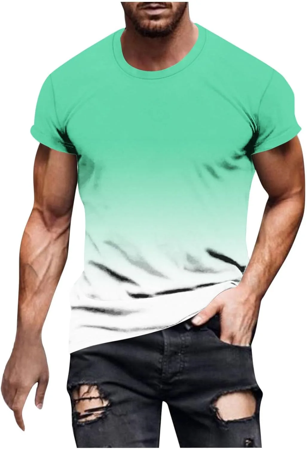 

Футболка мужская летняя с градиентным принтом, Slim Fit Xiaojmake