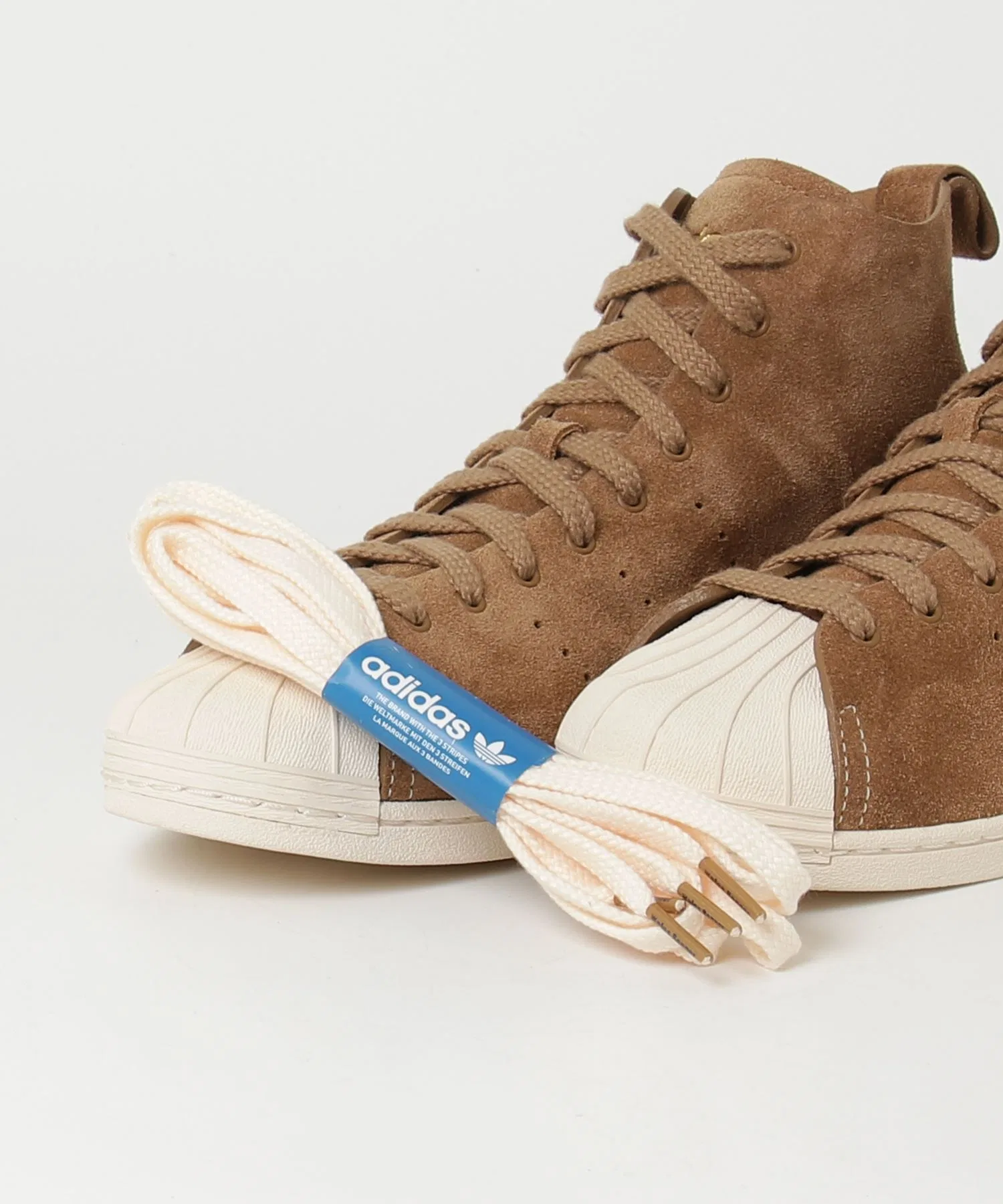 Мужские кожаные кроссовки Wales Bonner x adidas Superstar HI коричневые — фото 4