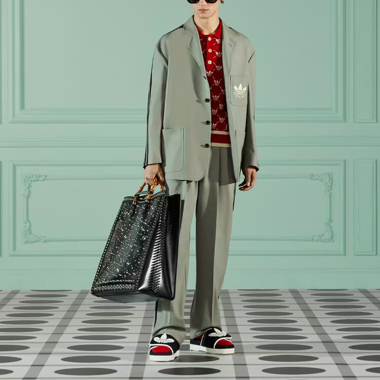 Мужской деловой костюм Adidas Originals X Gucci, серый — фото 3