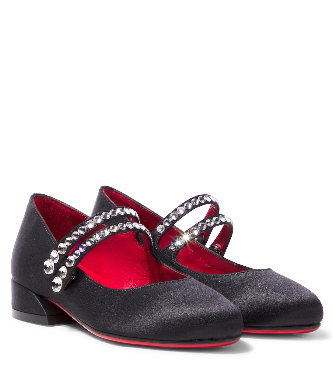 

Балетки Mary Jane из сатинового крепа Jane Fille Christian Louboutin Kids, Black/Lin Loubi