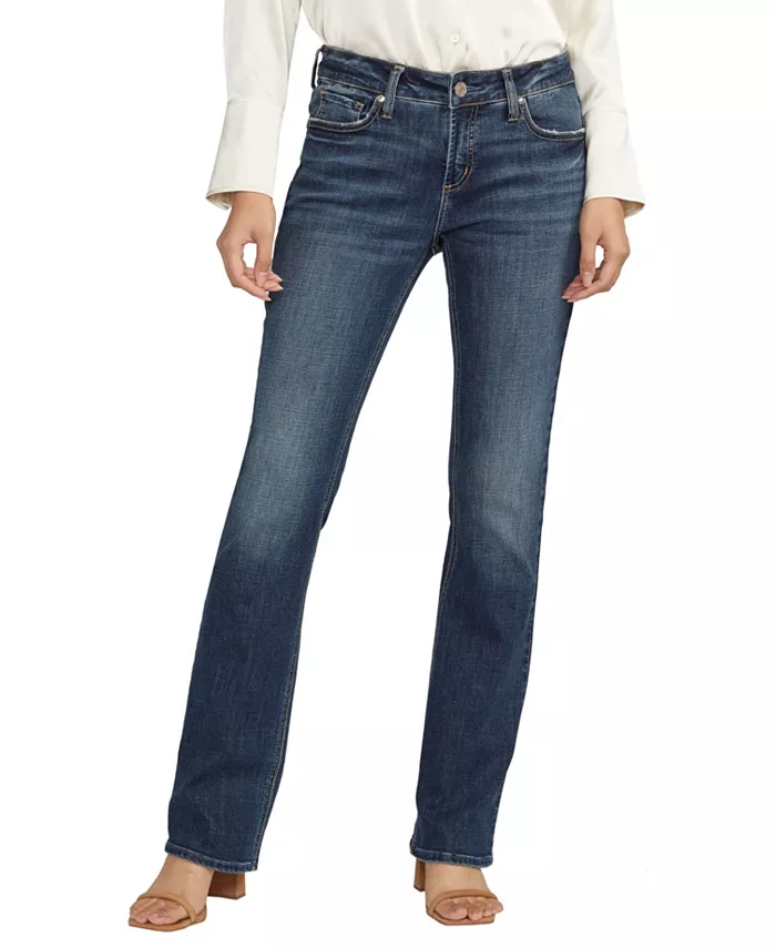 

Элитные джинсы Elyse Mid Rise Slim Bootcut с эффектом стройности и эластичной тканью Silver Jeans Co., синий