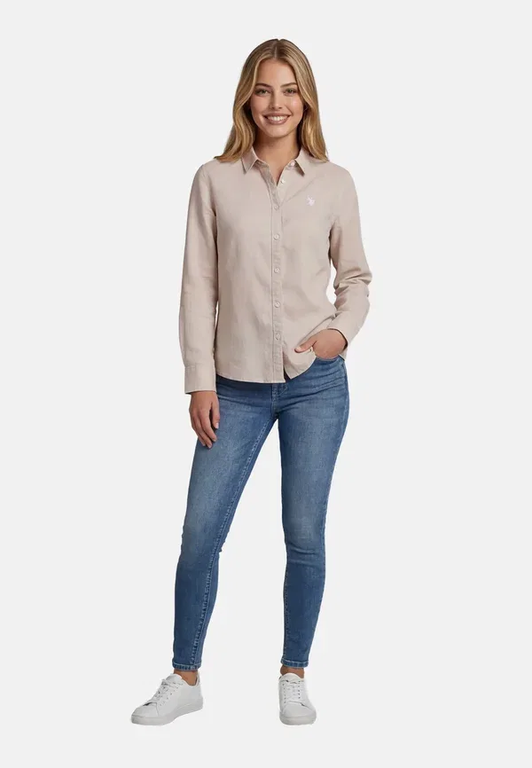 Блуза Usbellaa button down U.S. Polo Assn., бежевый — фото 3